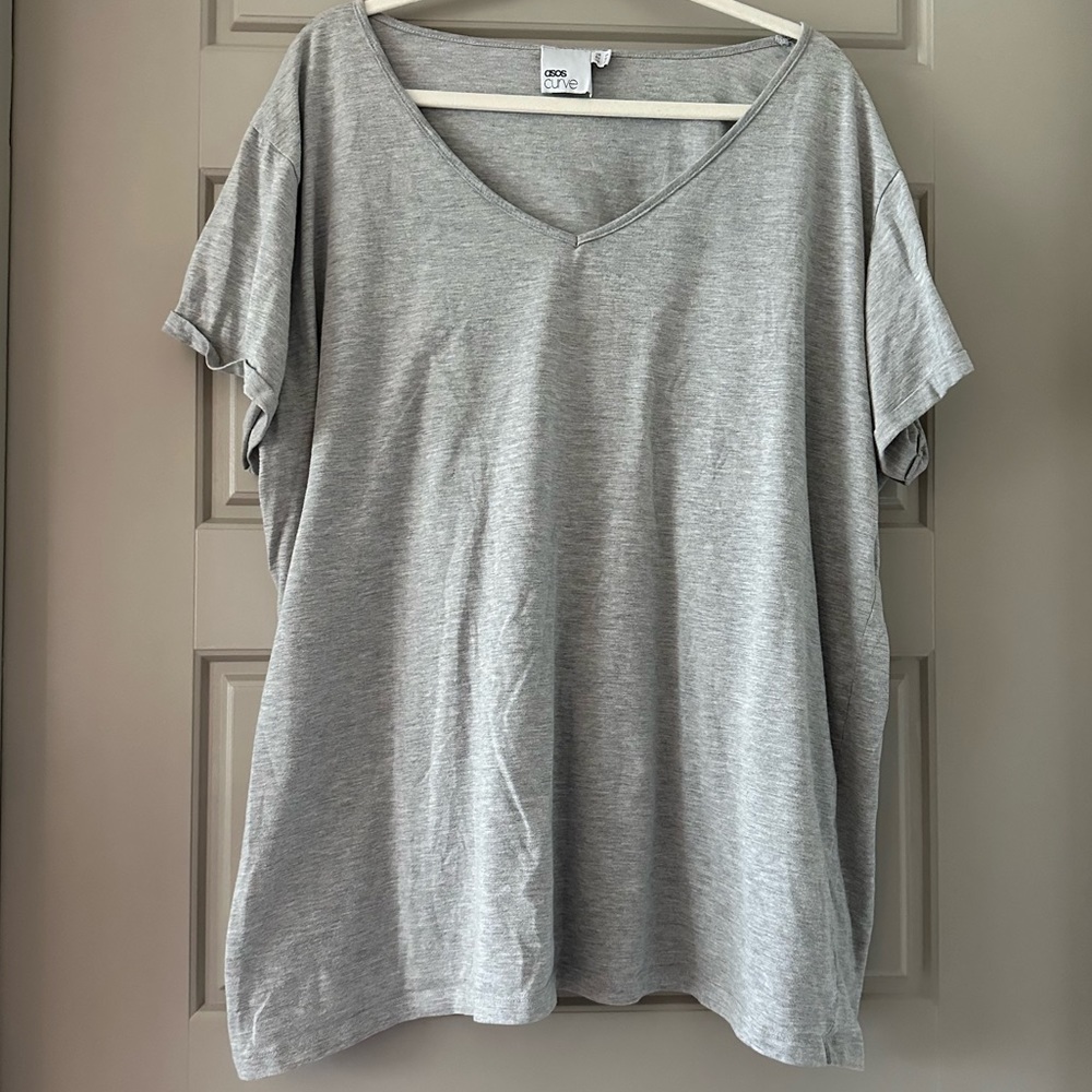 asos curve gray v-neck shirt